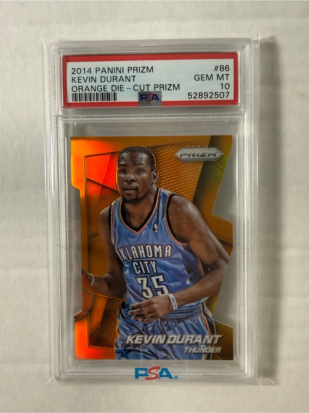 Panini Prizm 2014-15 Kevin Durant #86 Orange Die-Cut Prizm 129/139 PSA 10 💎